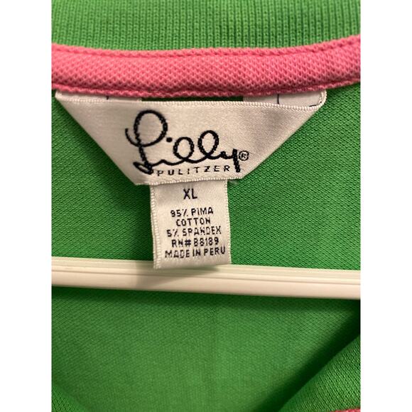 VTG Lilly Pullitzer Women's Size XL Pima Cotton Sleeveless Polo Top Shirt Green - Picture 4 of 5